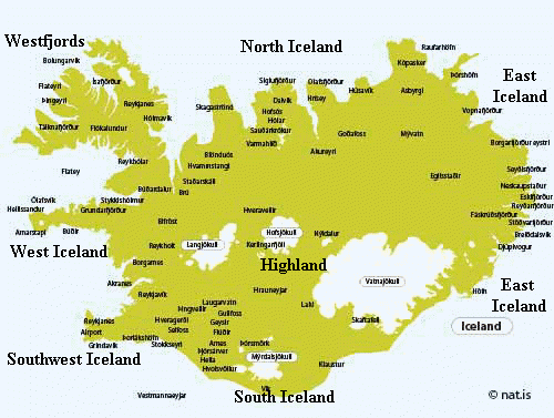 Map of iceland Map of iceland